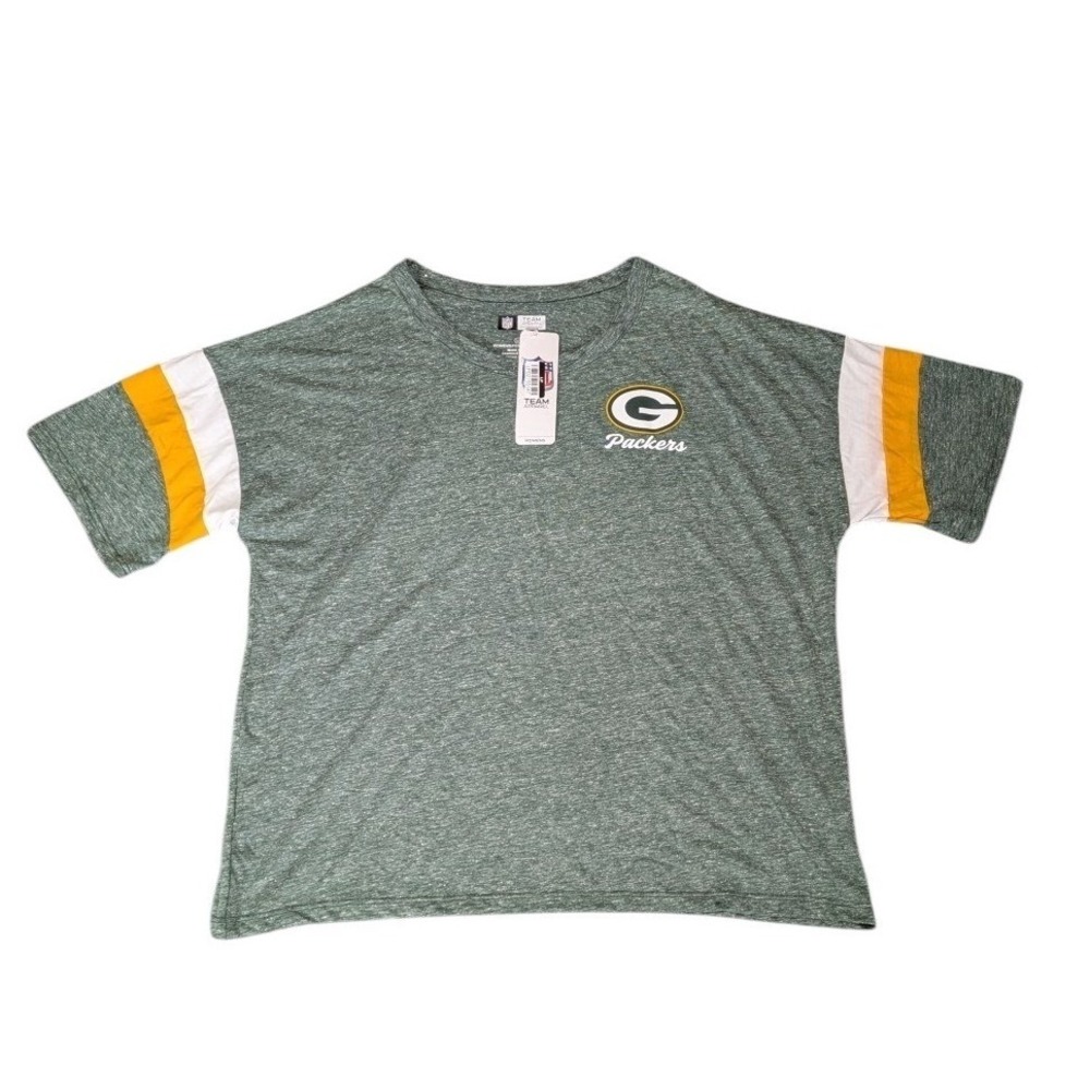 NFL Team Apparel Green Bay Packers Womens Large Dark Green Heathered T-Shirt NWT